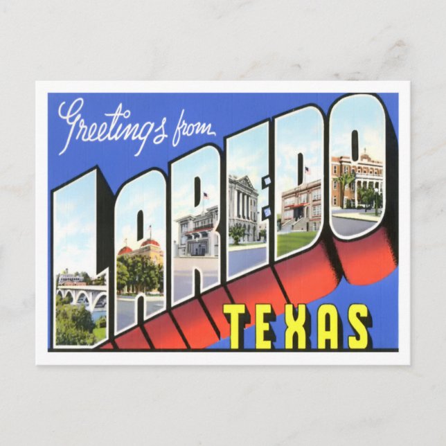 Laredo, Texas Vintage Big Letters Postcard (Front)