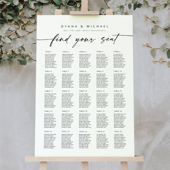 Large 25 Tables Find Your Seat Seating Chart (Creator Uploaded)