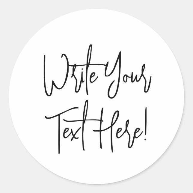 Large 3" Custom Modern Script Text Round Sticker (Front)