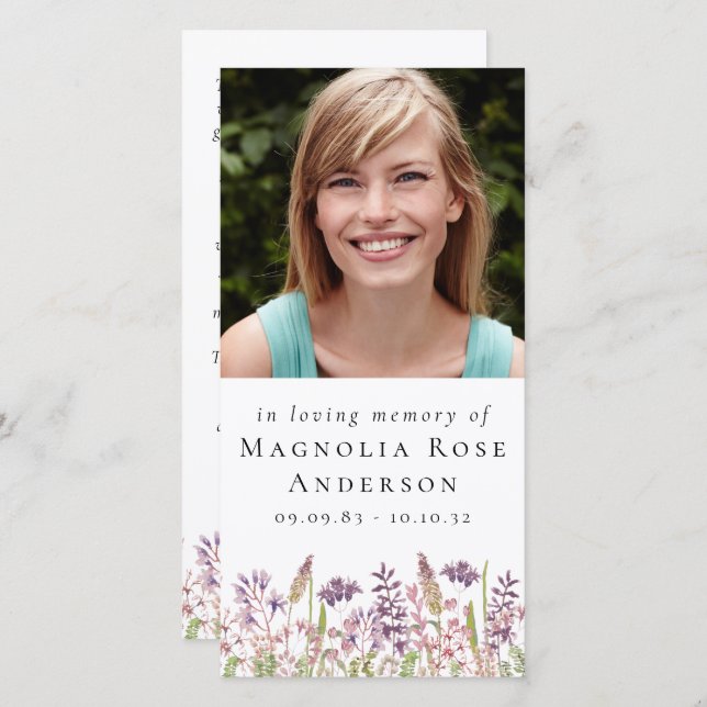 Large 4x8 Memorial Bookmark | Wildflower Lavender (Front/Back)