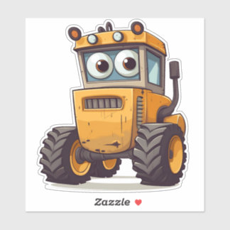 Large 6"x6" Cute Tractor Sticker 
