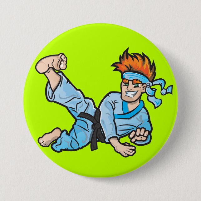 Large, 7.6 cm (3") Round Badge with karate kid (Front)