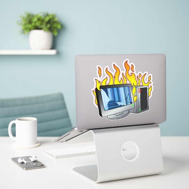  Large 8" x 8" Custom-Cut Vinyl Sticker (Laptop On Desk)