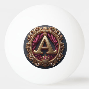 Large A Monogram on Red Velvet Ping Pong Ball