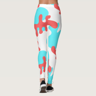 Large Abstract Blue Red Shapes Yoga Leggings