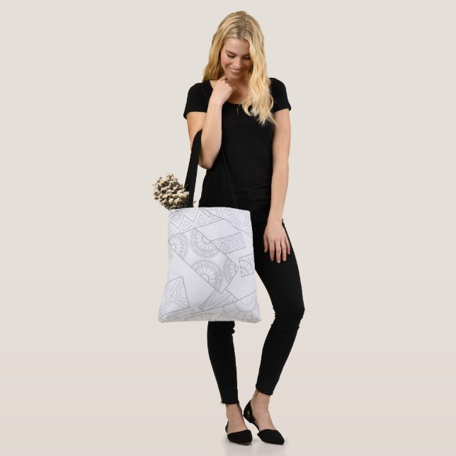 Large, Abstract Patterned Shoulder Tote Bag (On Model)