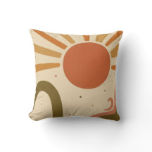 Large Abstract Sun Design Decorative Throw Pillow