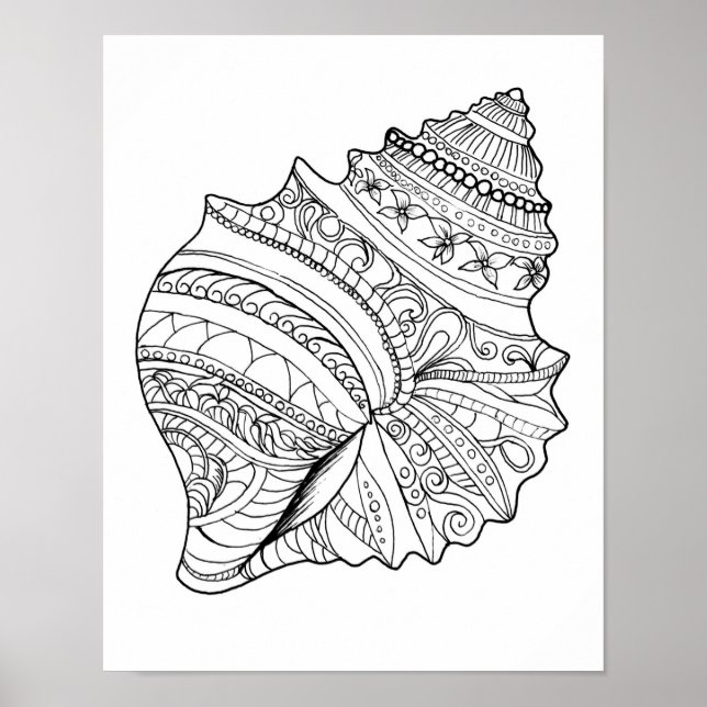 Large Adult Colouring Page Octopus Ocean Art Poster (Front)