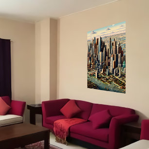 Large American City   AI Art  Poster