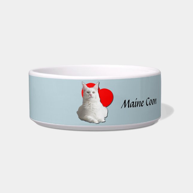 Large American Maine Coon Cat Love Heart Moggy  Bowl (Front)