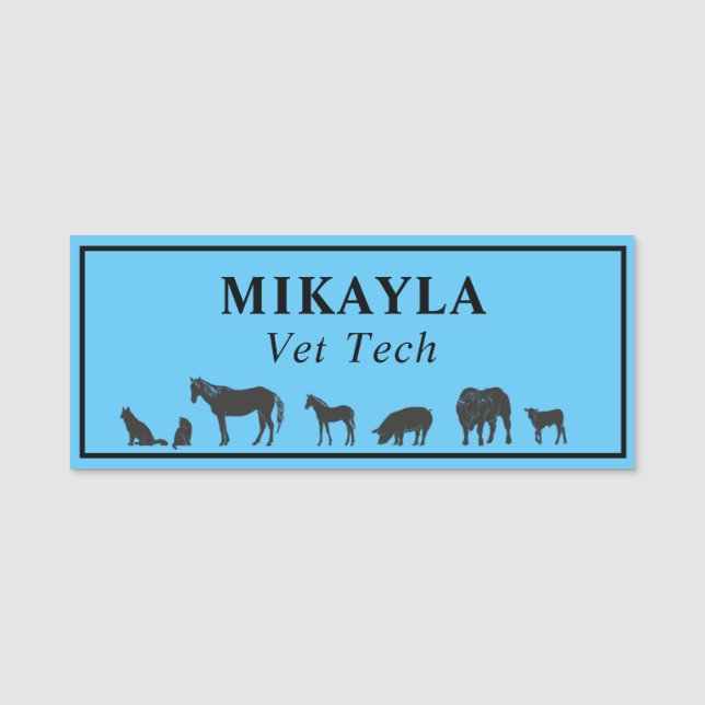 Large and Small Animal Veterinarian   Name Tag (Front)