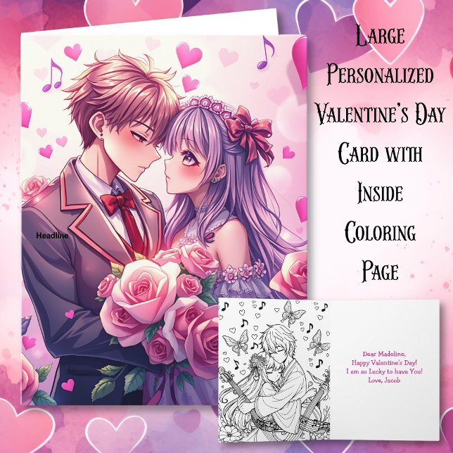 Large Anime Personalised Valentine's Day Card (Creator Uploaded)