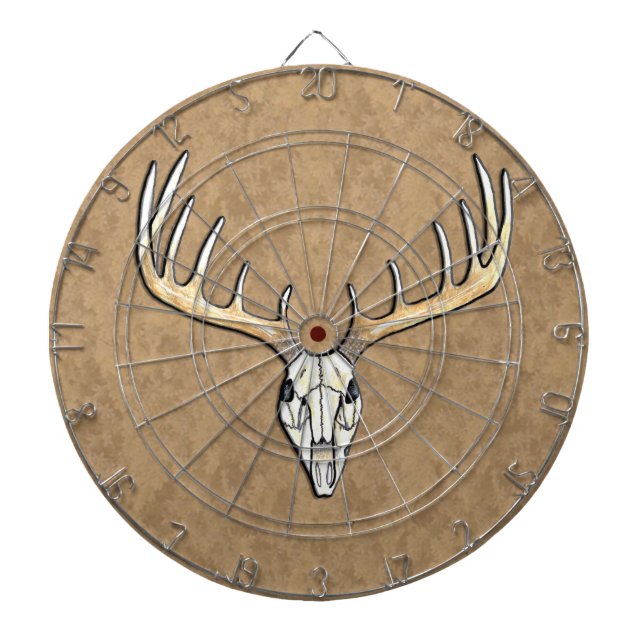 Large Antler Deer Skull Hunting Dartboard (Front)