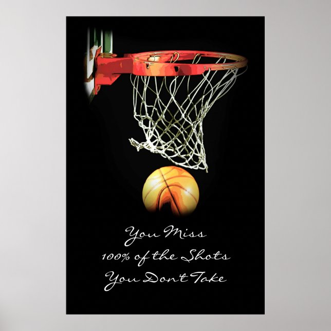 Large Artwork Motivational Quote Basketball Poster (Front)