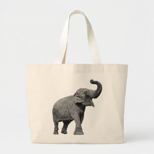 LARGE ASIAN ELEPHANT - INDIAN ELEPHANT LARGE TOTE BAG