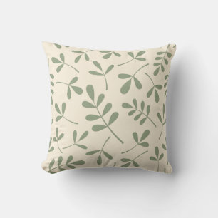 Large Assorted Green Leaves on Cream Pattern Cushion
