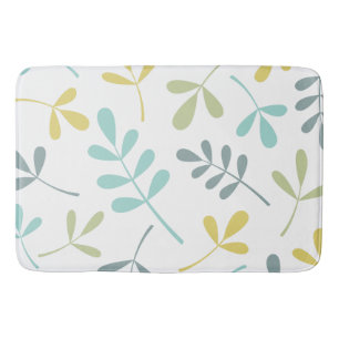 Large Assorted Leaves Colour Mix on White Bath Mat