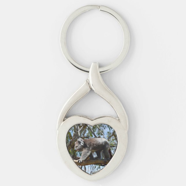 Large Australian Koala Walking Along Tree Branch, Key Ring (Front)