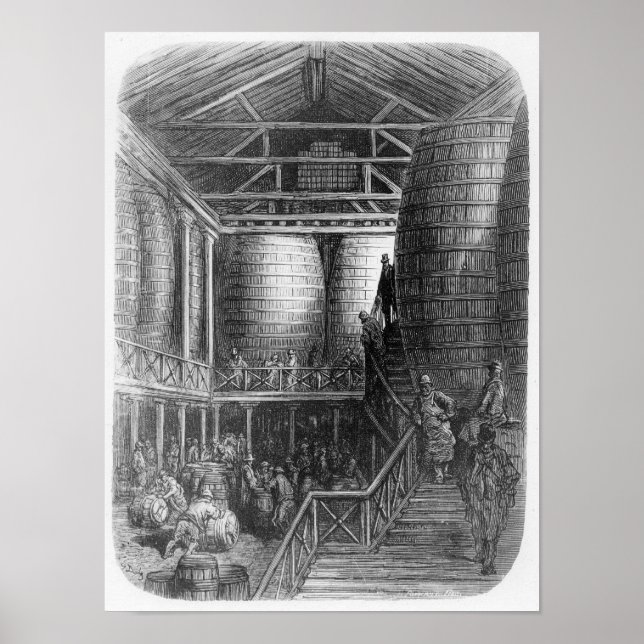 Large barrels in a brewery poster (Front)