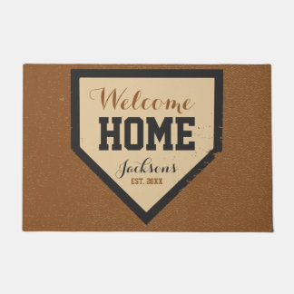 Large Baseball Family Home Plate Name and Year Doormat