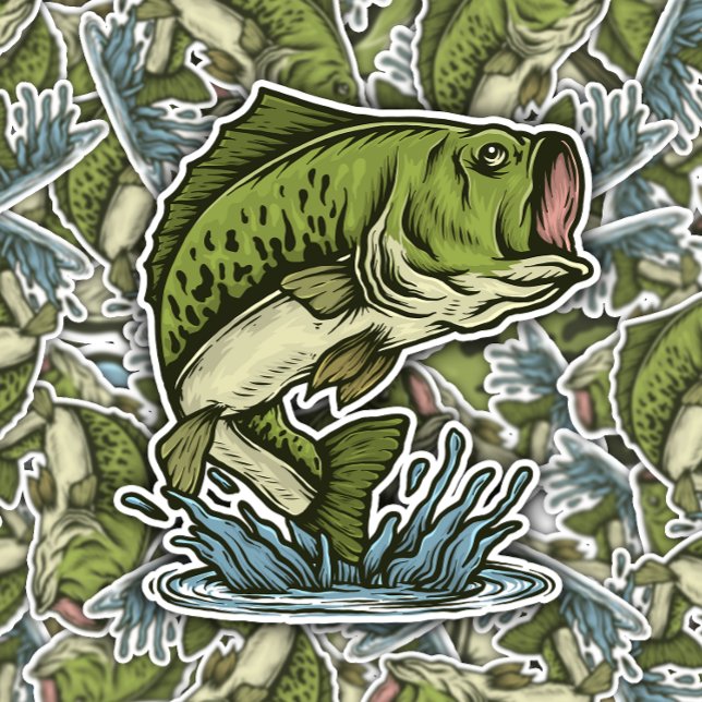 Large Bass Fish Illustration | Die-Cut Sticker (Creator Uploaded)