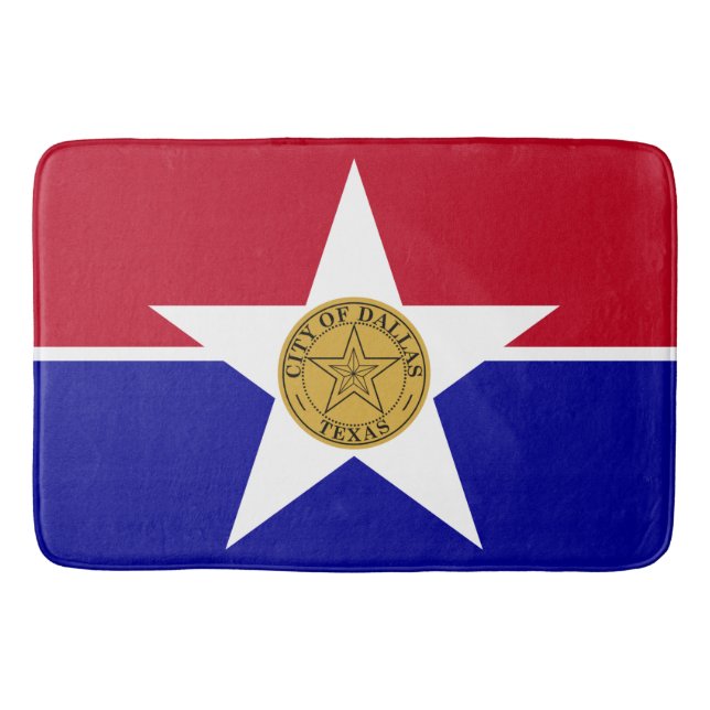 Large bath mat with flag of Dallas (Front)