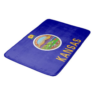 Large bath mat with flag of Kansas, USA