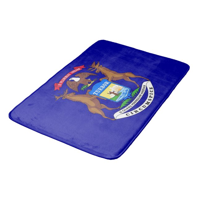 Large bath mat with flag of Michigan, USA (Angled)