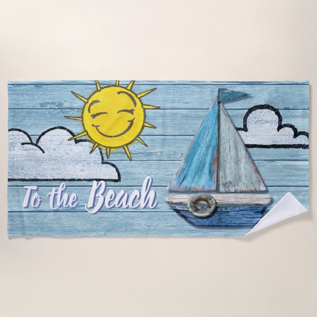 Large beach towel To the Beach (Front)