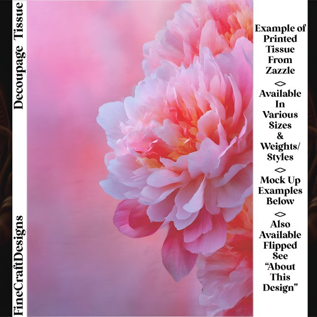 Large Beautiful Pink Peony Flower EY9R Decoupage Tissue Paper (Creator Uploaded)