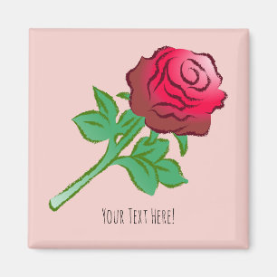 Large Beautiful Red Rose Magnet
