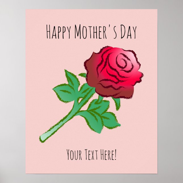Large Beautiful Red Rose Poster (Front)