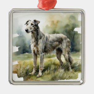 LARGE BEAUTIFUL SCOTTISH DEERHOUND DOG METAL ORNAMENT