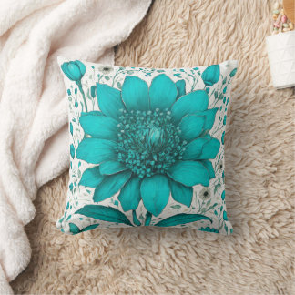 Large beautiful turquoise flower Cushion