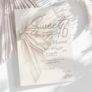 Large Beige Bow Boho Sweet 16 Invitation