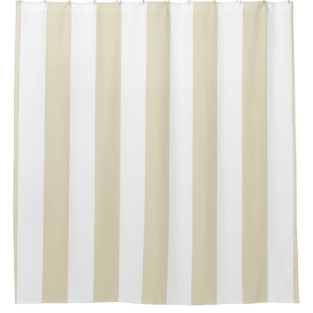 Large Beige White Vertical Stripes #2 Shower Curtain (Front)