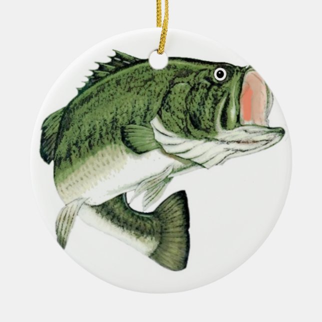 Large Big Mouth Bass Ceramic Tree Decoration (Front)