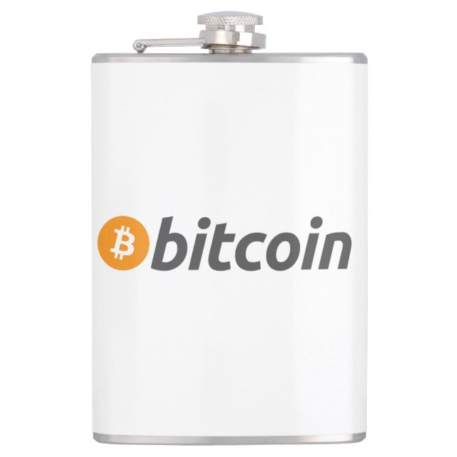 Large Bitcoin logo with orange Bitcoin symbol Hip Flask (Front)