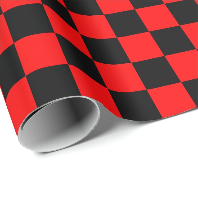 Large Black and Red Checks Wrapping Paper (Roll Corner)