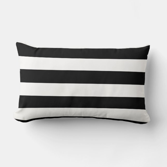 Large Black and White Stripes Reversible Lumbar Cushion (Front)