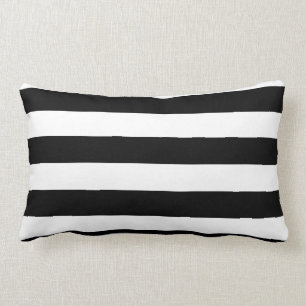 Large Black and White Stripes Reversible Lumbar Cushion
