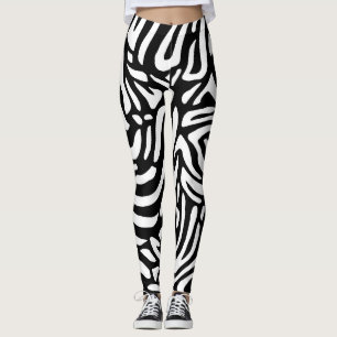 Large Black and White Zebra Stripes Leggings