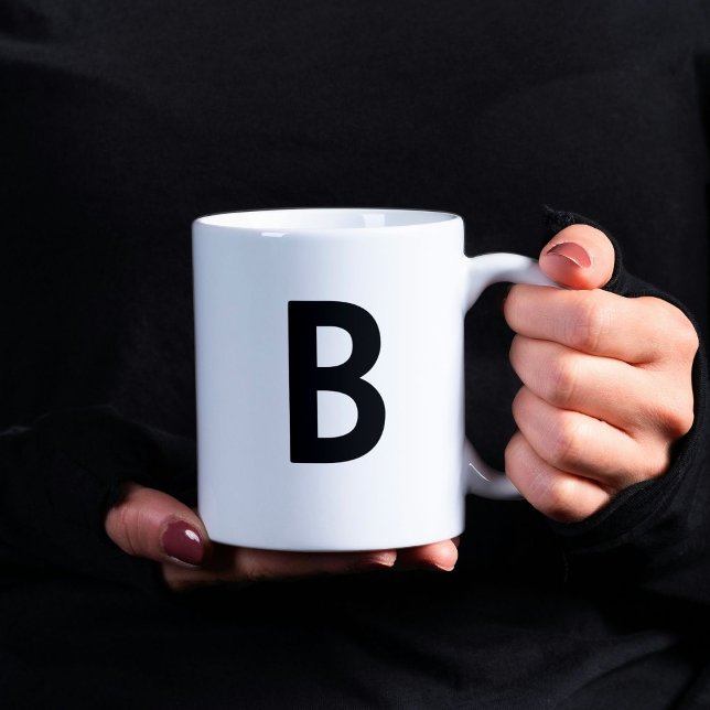 Large black initial letter minimalist monogram coffee mug (Creator Uploaded)