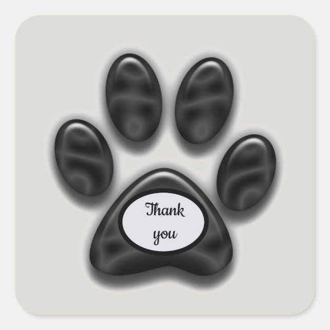 Large Black Paw Print Thank You Pet Sitter Animal Square Sticker (Front)