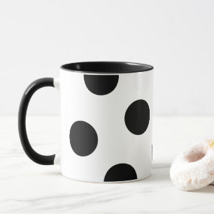 Large Black Polka Dot Pattern - Custom Colour Mug