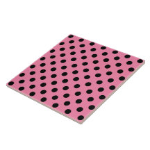Large Black Polka Dots on hot pink