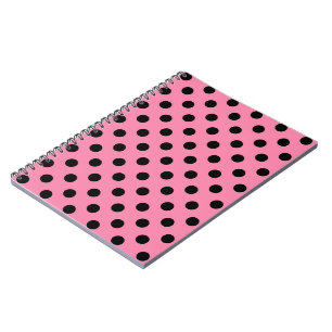 Large Black Polka Dots on hot pink Notebook