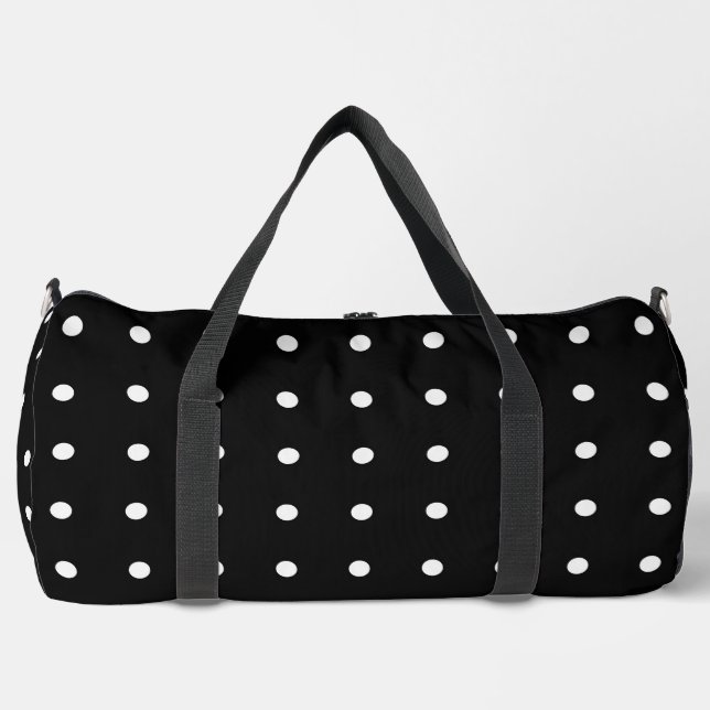 Large Black Polka  Duffle Bag (Front)
