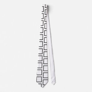 Large Black Square Outlines on White Tie