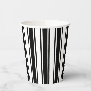 Large Black White Ticking Stripes Paper Cup